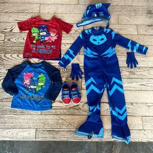 PJ Mask Bundle -Catboy Kids Costume, T-shirt w cape, long sleeve, PJ Masks shoes